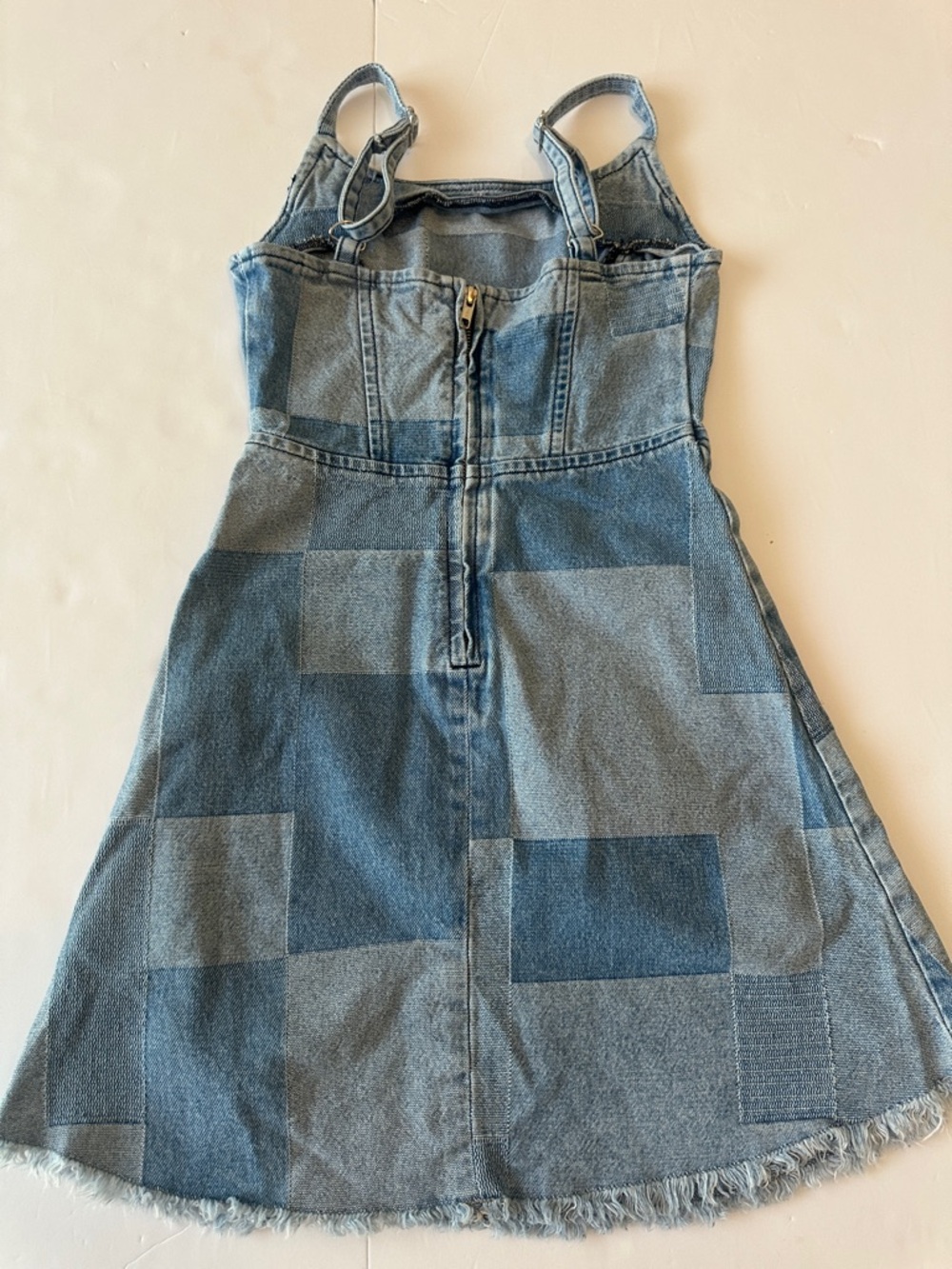 Harper Heritage Patchwork XS Denim Midi Dress - Blue Colorblock - Picture 7 of 9